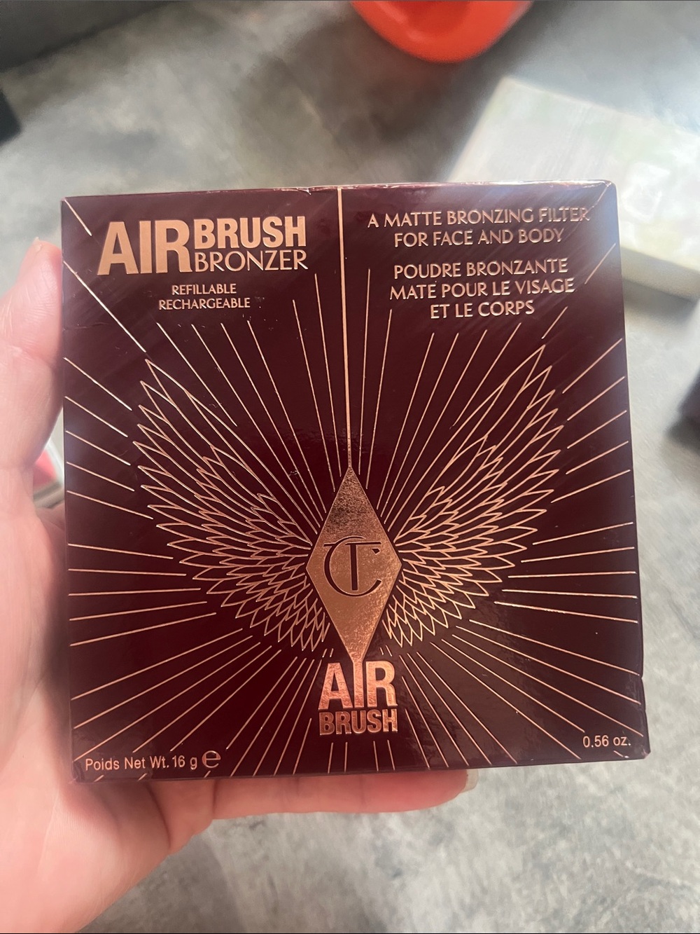 Charlotte Tilbury Airbrush Bronzer Compact — Deep Brown & Rose Gold Accents